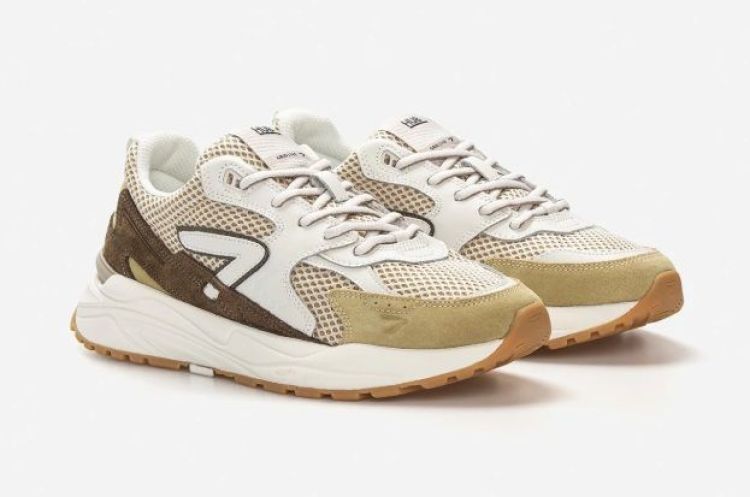 HUB Grid sneaker heren groen off-white – comfortabele sneaker met uitneembare zool