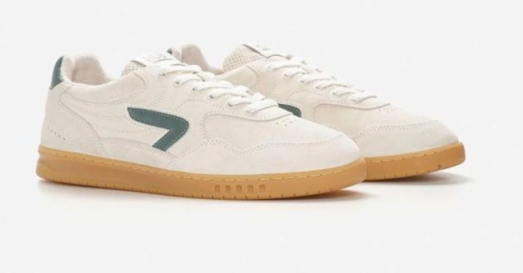 HUB Vancouver sneaker unisex off-white groen – retro suède sneaker met dunne zool
