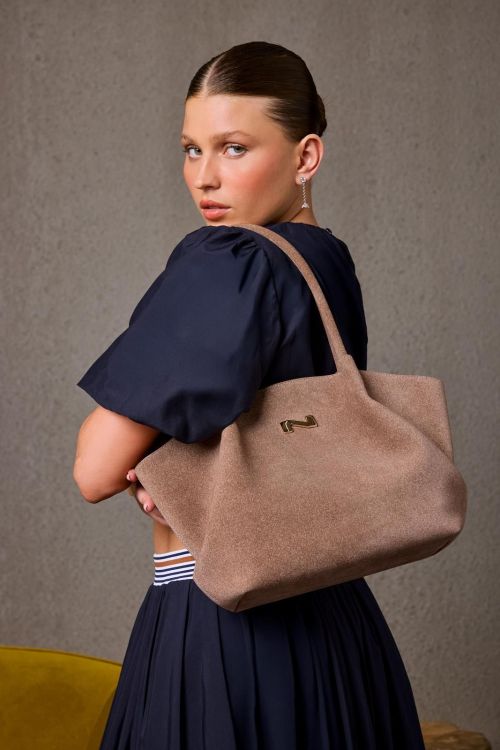 Nathan-Baume Galatée beige tote bag nubuck – elegante dames handtas