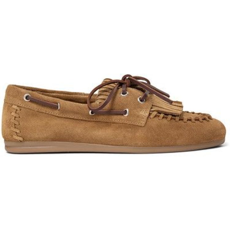 Pavement Magda loafers dames tan suède – handgemaakte mocassin in leder